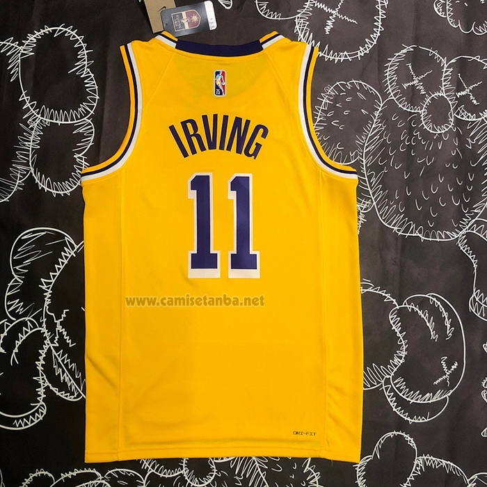 Camiseta Los Angeles Lakers Kyrie Irving #11 75th Anniversary 2021-22 Amarillo